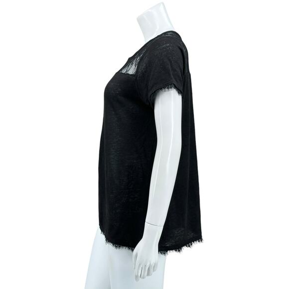 Sundance Top Women Medium Black Natural Charms Tee Linen Witchy Whimsigoth Fairy - Picture 4 of 7